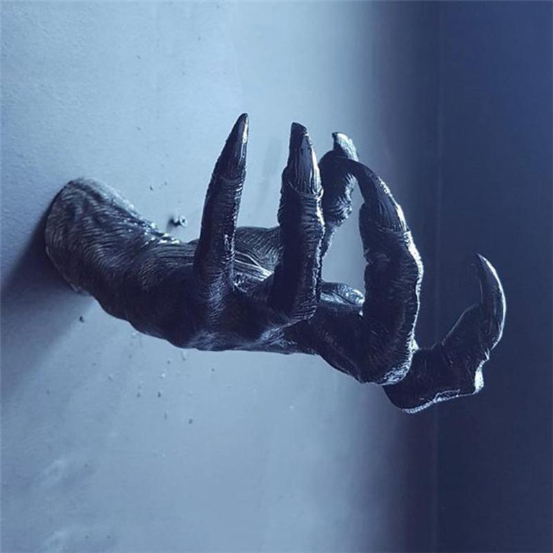 Witch's Demon Hand Wall Hanging Statue, 1 Count Aesthetic Art Sculpture, Horror Ghost Hand, Creative Props for Bedroom Living Room, Home Decor