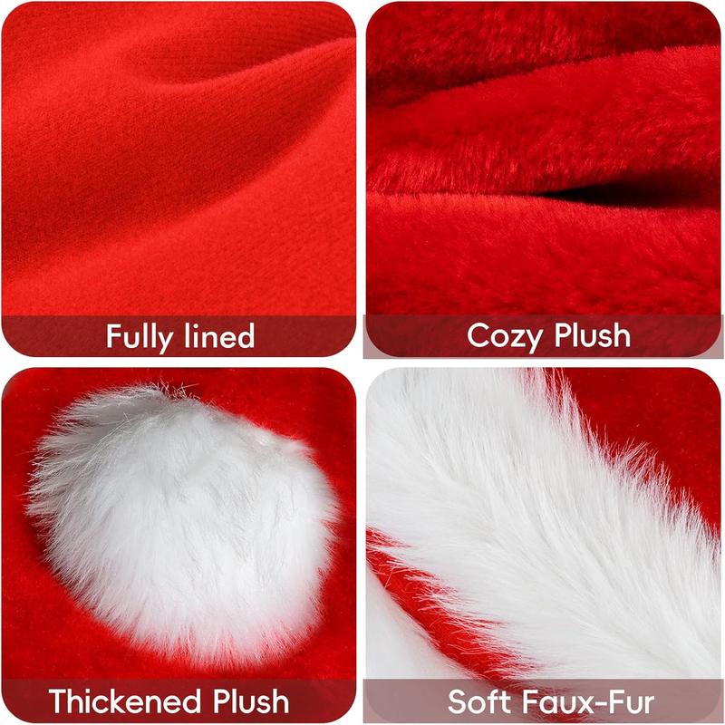 Santa Hat Christmas Hats for Adults  , Xmas Holiday Hat, Classic Santa Claus Hat for New Year Party