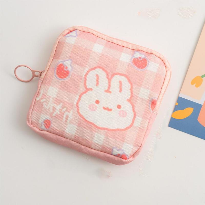 Cute Cartoon Pattern Storage Bag, 1 Count Portable Dustproof Sanitary Pad Storage Bag, Mini Bags for Women, Multifunctional Storage Bag for Home