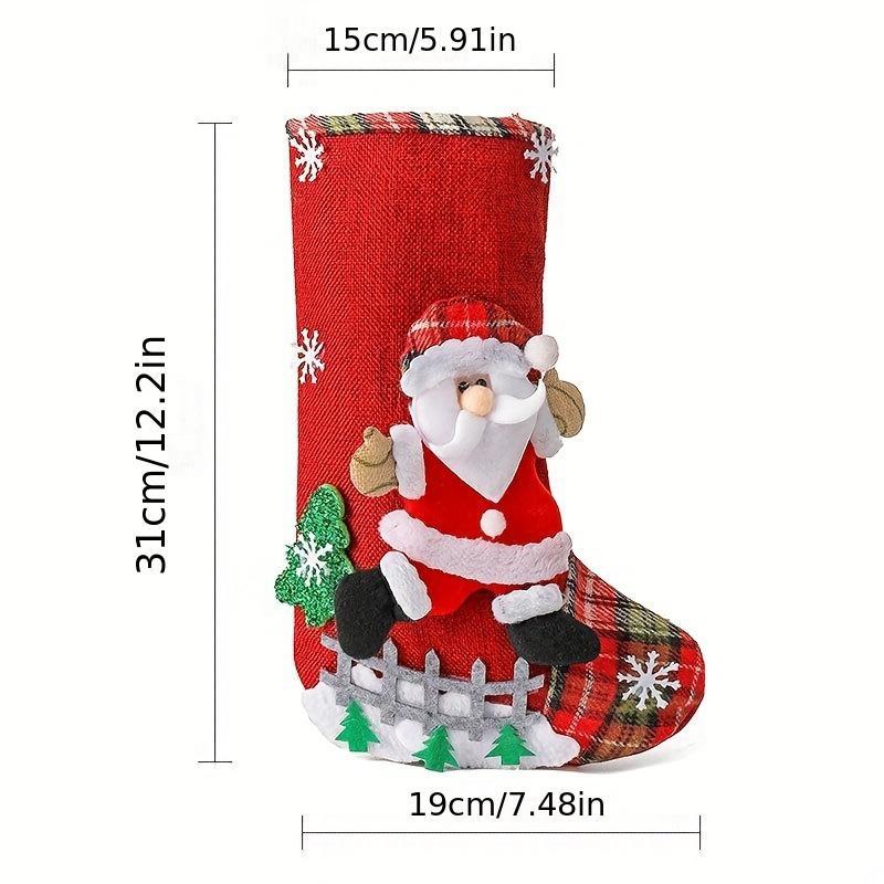 Christmas Themed Fabric Hanging Ornament, 1 4 Counts Cute Cartoon Christmas Stockings Hanging Decoration, Hanging Ornament for Home Party Festival, Home Decor