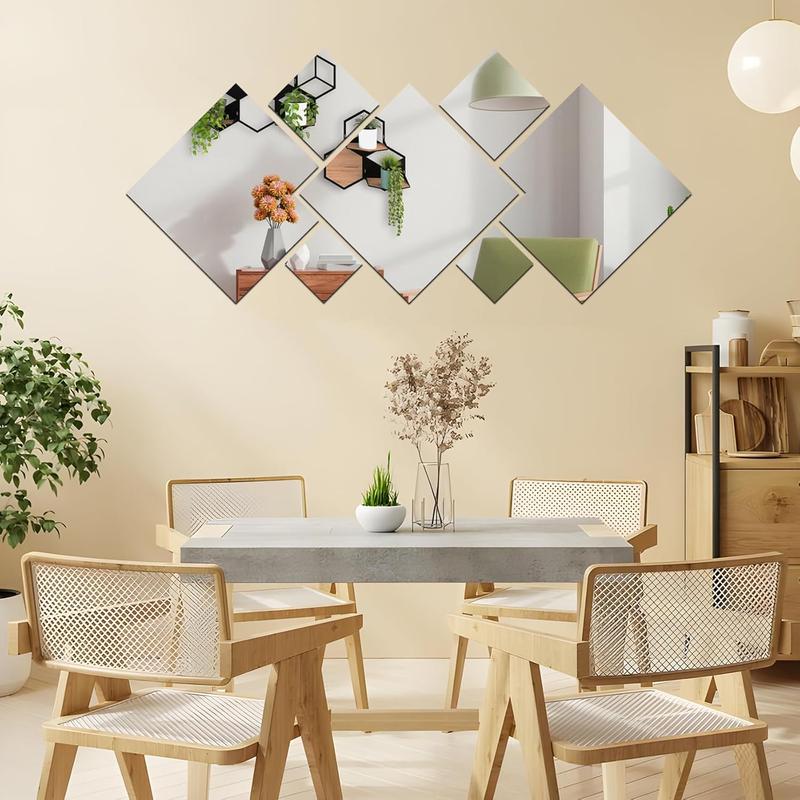 Wall Mirror Tiles, 7Pcs Mirrors for Wall, Self Adhesive Wall Mirror Stickers, Acrylic Mirror Cute Room Wall Decor Y2k Aesthetic Living Room Bedroom Decor