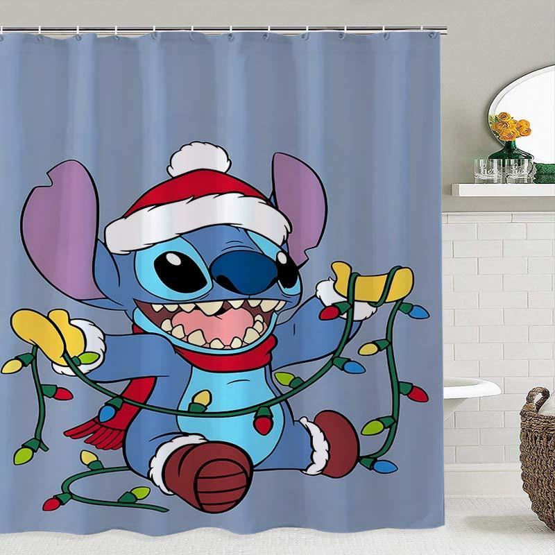 Cartoon Pattern Shower Curtain, 1 Count Waterproof Bathroom Curtain with Hooks, Bathroom Decor Supplies for Home Hotel Salon Dormitory