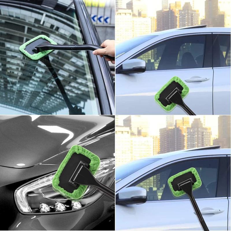 Adjustable Glass Cleaning Brush with Long Handle, Glass Washer Brush for Dry & Moist Wipe, Car Windshield Brush, Car Window Cleaning Tool, Cleaning Gadgets