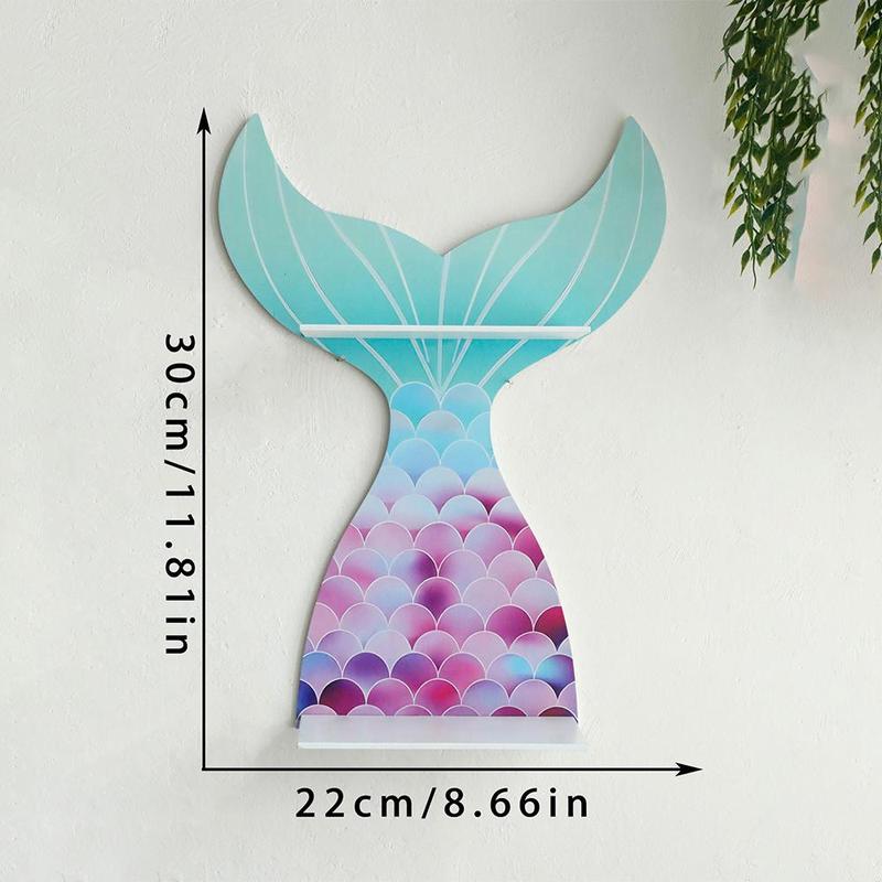 Mermaid Tail Design Wall Mounted Shelf, 1 Count Boho Style Wall Hanging Shelf, Home Decor for Living Room & Bedroom