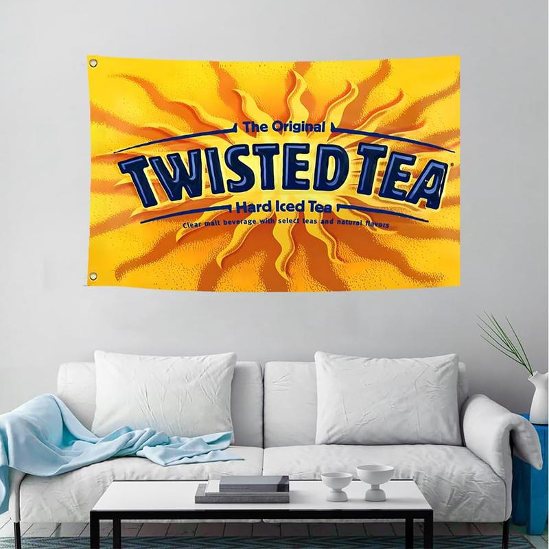 Twisted Tea 3x5Ft Flag Tapestries with 4 Bass Gromments Vivid Color Room Garden Store Decor for Bedroom Room Wall Decorations Indoor Outdoor Banner