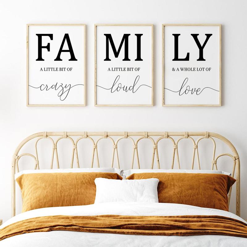 Family Quotes Unframed Canvas Poster, 3 Counts Modern Minimalist Wall Art, Waterproof Canvas Wall Art for Home Living Room Bedroom Office Decor