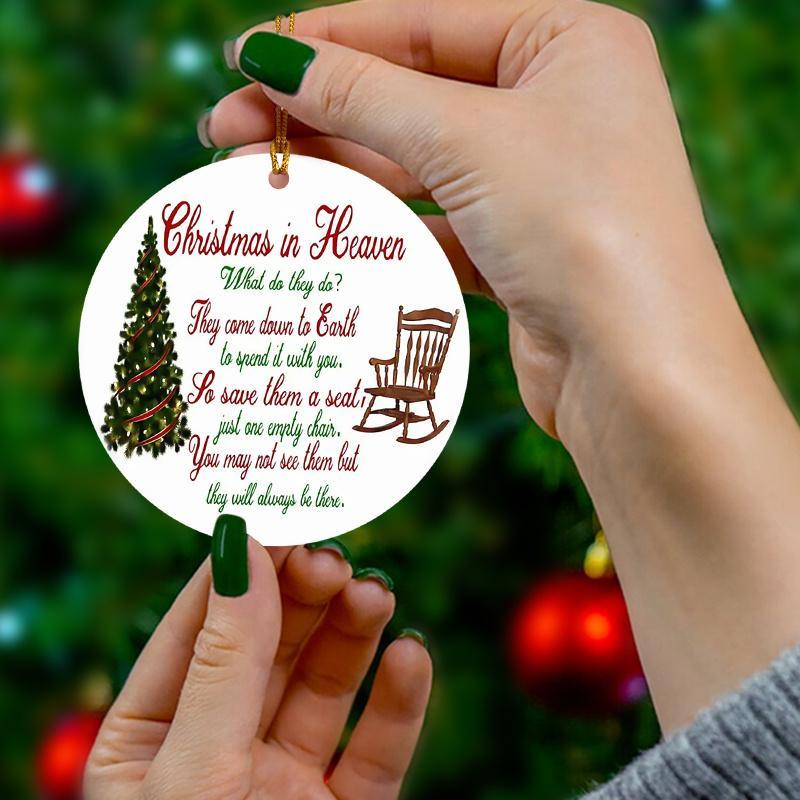 Christmas in Heaven Themed Round Ornament, 1 Count Single-sided Acrylic Memorial Ornament, Festive Decorations, Christmas Tree Decorations, Home Decor