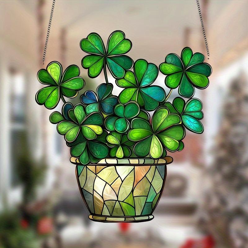 Four-leaf Clover Design Sun Catcher, 1 Count Acrylic Window Hanging Decor, Colorful Glass Style Home Office Light Catcher, Ideal Gift