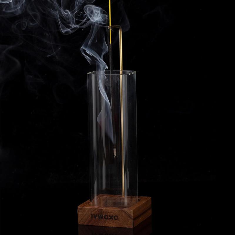 Incense Holder for Sticks, Insence-Stick Holder Ash Catcher with Removable Glass, Anti-Ash Flying