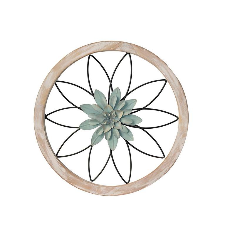 Round Wall Decor, 3 Counts set Wooden Flower Design Wall Hanging Decor, Wall Art Decor for Home Living Room Bedroom Dining Room Farmhouse