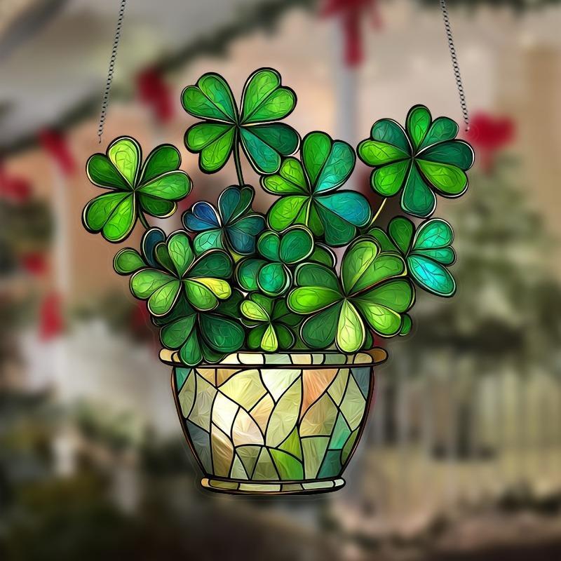 Four-leaf Clover Design Sun Catcher, 1 Count Acrylic Window Hanging Decor, Colorful Glass Style Home Office Light Catcher, Ideal Gift