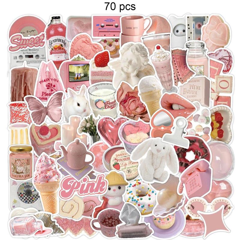 Cartoon Pattern Sticker, 70pcs Waterproof Self Adhesive Decor Paper, Creative Decor Sticker For Gift & Greeting Card & Water Bottle & Laptop