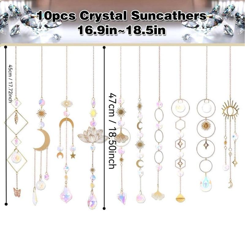 Sun Catcher Decoration, 1 Set Artificial Crystal Sun Catcher Prism Hanging Kit with Chain, Rainbow Maker Crystals Balls Pendants Ornaments for Indoor Window Outdoor Garden Room Decor, Christmas 2024 Ornament, Christmas Gift Ideas, Stocking Stuffers