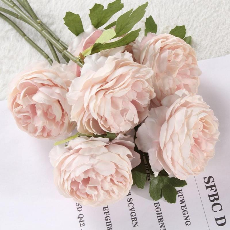 Flowers Peony 10 Flowers Indoor Purple Single Lilian European Rose Home Table Decoration Silk Flowers Wedding Decor for Home Bedroom Bathroom