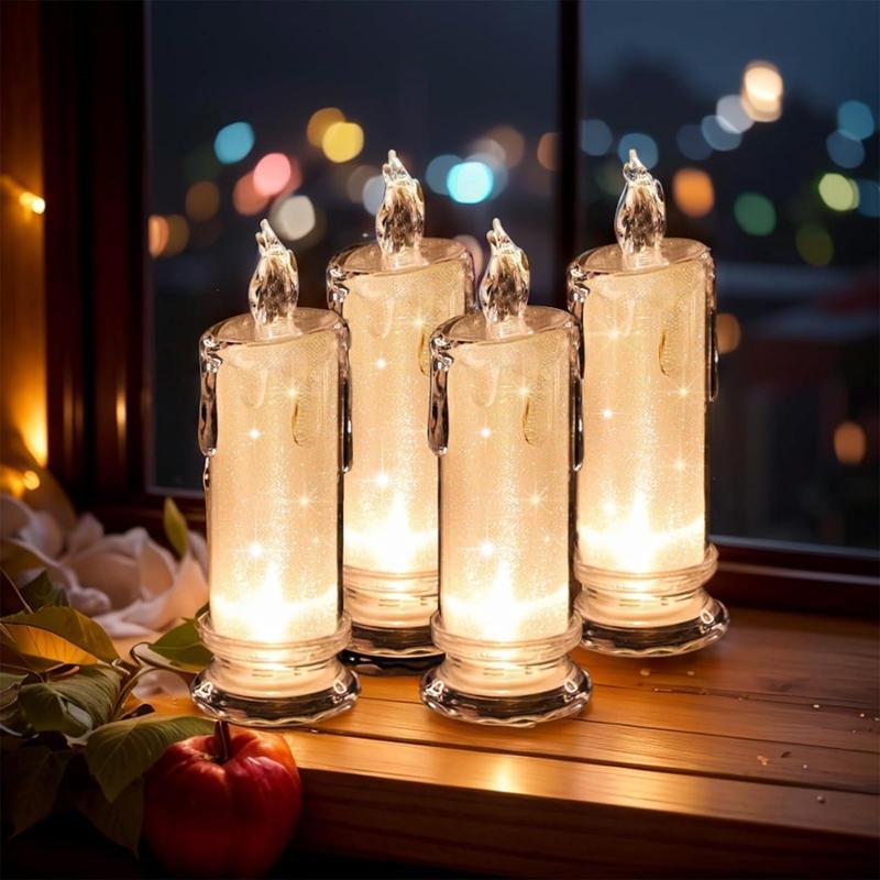 LED Candle Light, 1 Set Battery Powered Christmas Flameless Candle Light, Decorative Candle Light for Home Party Wedding Festival（Two packs）