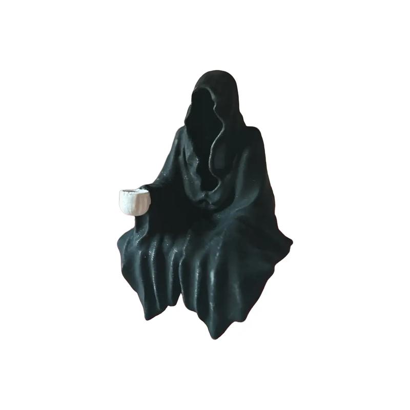 Grim reaper sipping tea bookshelf decor-3D printed - perfect for book lovers! Figurine Hand