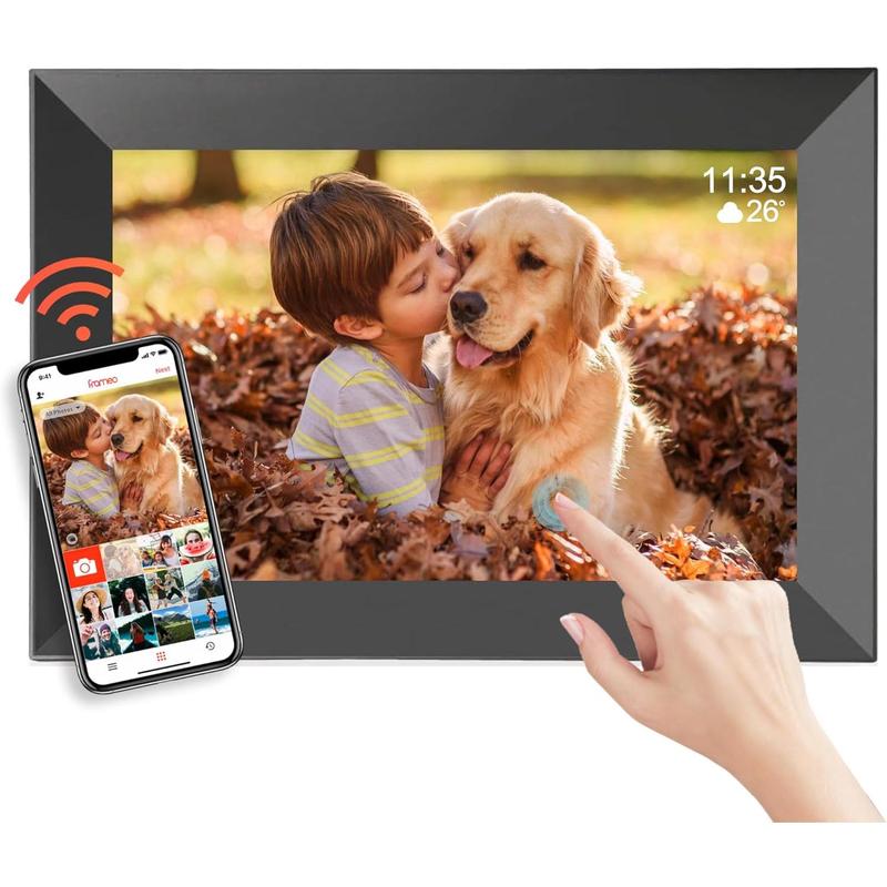 WiFi Digital Picture Frame,10.1 Inch 1280x800 IPS Touch Screen  Photo Frames, Auto-Rotate&Built-in 32GB Memory, Share Photos&Videos from Anywhere Instantly via Free Frameo App,  Black