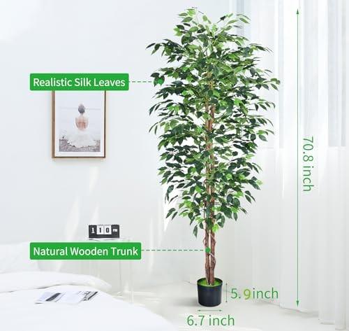 6ft Artificial Banyan Tree - Sturdy Plastic Pot Included - Indoor & Outdoor Decoration - Perfect Housewarming Gift