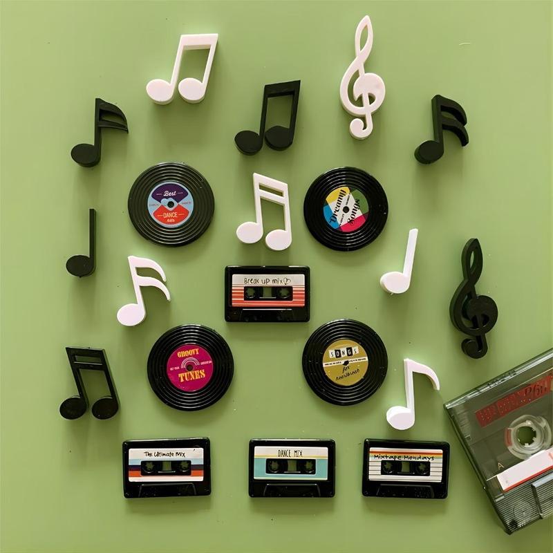 Cassette Tape and Record Design Refrigerator Magnet, 4 Counts set Vintage Refrigerator Magnets for Kitchen Decoration, Cute and Unique Gift