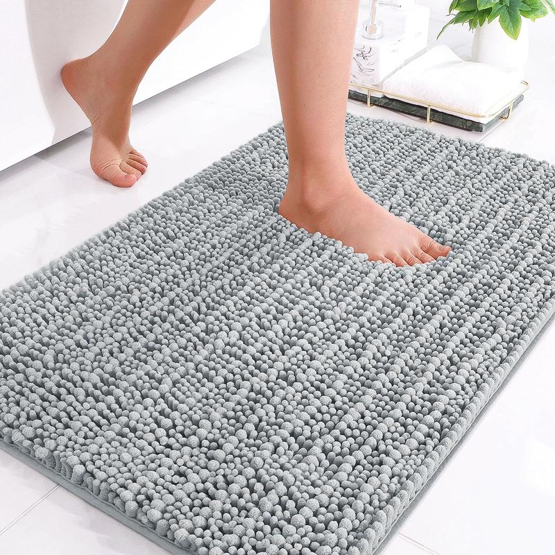 Luxury Chenille Bathroom Rug Mat, Extra Soft Thick Absorbent Shaggy Bath Rugs, Non-Slip Machine Wash Dry Plush Bath Mats for Bathroom, Shower, and Tub