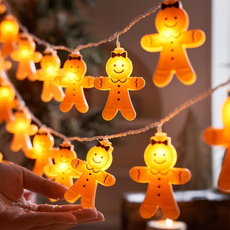 Christmas Gingerbread Man Design LED String Light, 1 Set Battery Powered Hanging Decorative Light Ornaments, Decorative Light for Home Party Festival[without Battery]