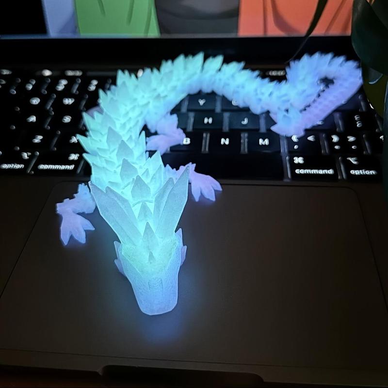 Luminous Crystal Dragon Statue, 1 Count UV Light Rechargeable Glowing Dragon Ornament, Decorative Statue for Home Office Desk