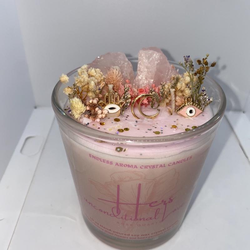 Hers Unconditional Love Rose Quartz Candle