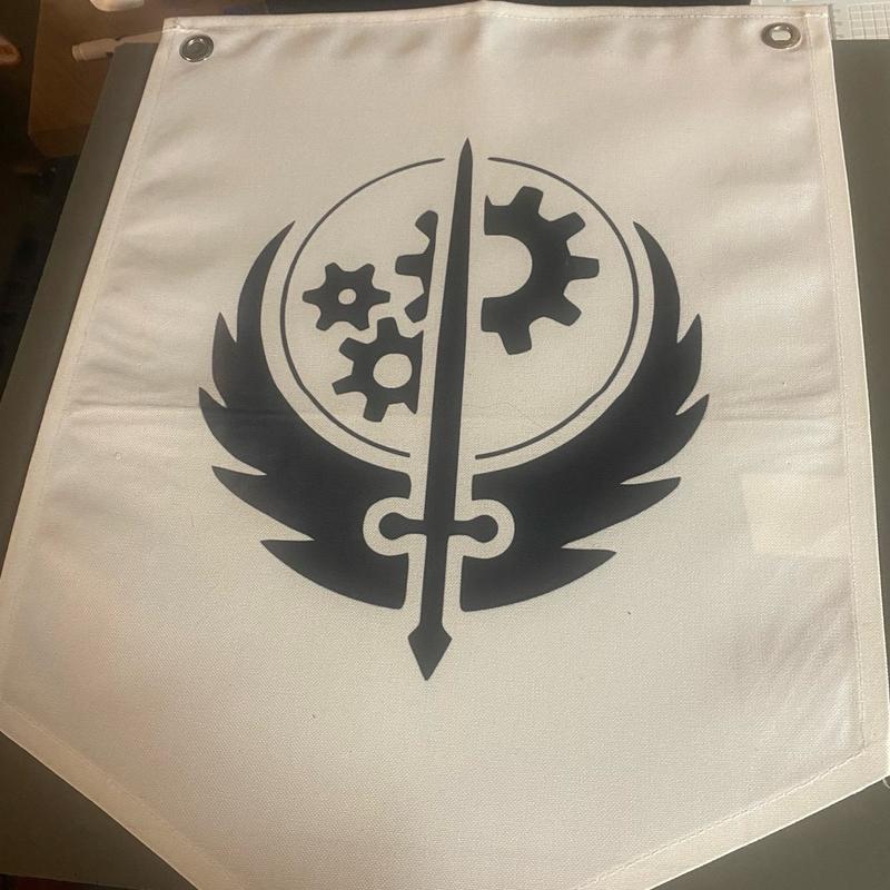 Brotherhood of steel banner 12.5in x 17.3in