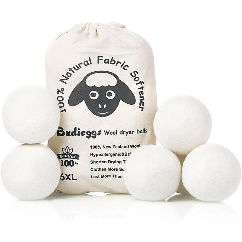 Wool Dryer Balls Dark Grey XL 6-Pack, 100% New Zealand Organic Fabric Softener for 1000+ Loads, Safe & Hypoallergenic, Reduce Wrinkles & Shorten Drying Time Naturally (6count Grey-XL) Accessories Laundry