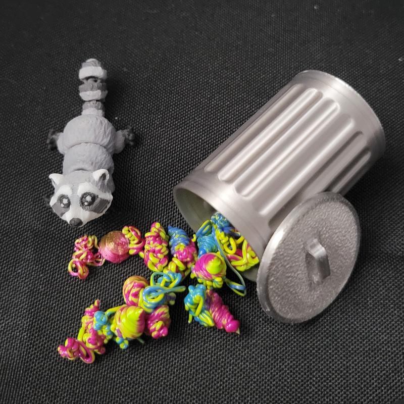 Mini Raccoon Trash Can - High Quality 3D Printed Desk Decoration Set