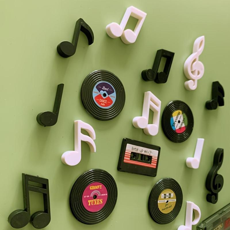 Cassette Tape and Record Design Refrigerator Magnet, 4 Counts set Vintage Refrigerator Magnets for Kitchen Decoration, Cute and Unique Gift