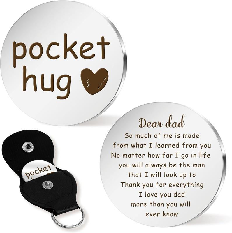 Father Day Gifts, Dad Gifts, Pocket Hug Token, Dad Birthday Gift, Birthday Gifts for Dad, Daddy Gift Ideas, Father Gifts Form Daughter Son for Birthday Fathers Day Valentines Day Easter Christmas Box Leather Wedding Photo