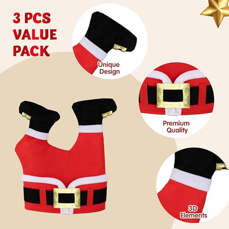 Christmas Santa Pants Hats - Funny Novelty Adult Xmas Hats (3 Pack) for Party Dress Up, Winter Favor