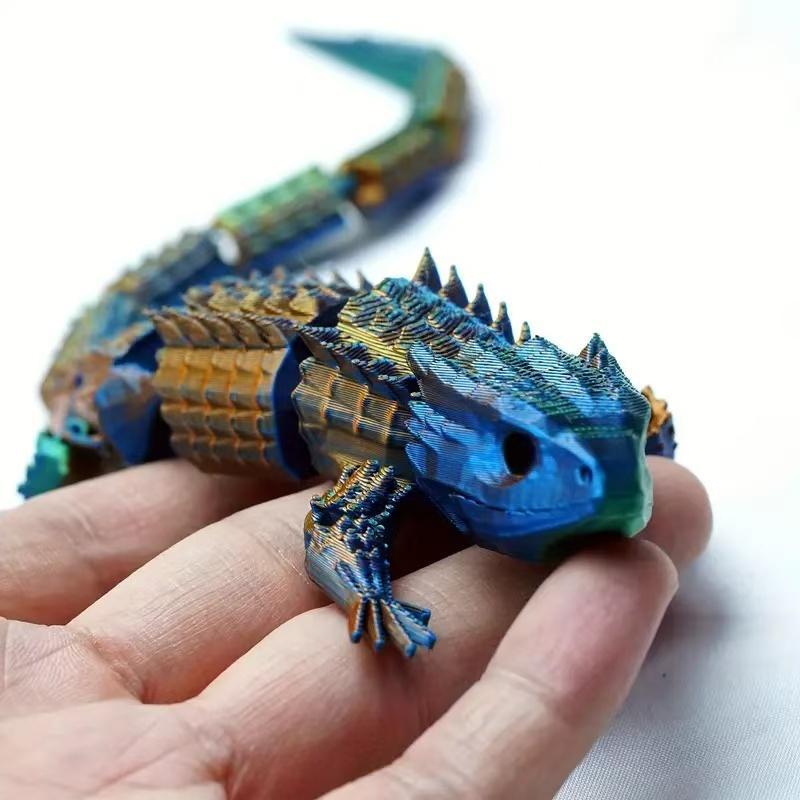 3D Printed Multi-articular Movable Lizard Animal Model, 1 Count Creative Desktop Decoration, Holiday Gift for Home Car School Dormitory Decor