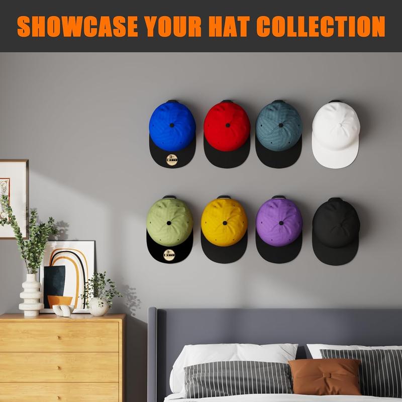 24 Pack Adhesive Hat Hooks for Wall, Strong Hat Rack for Baseball Caps, Minimalist Hat Organizer Display for Home Decor, Hat Hold Hanger for Wall, Door, Closet, No Drilling (Black),(Grey),(White)