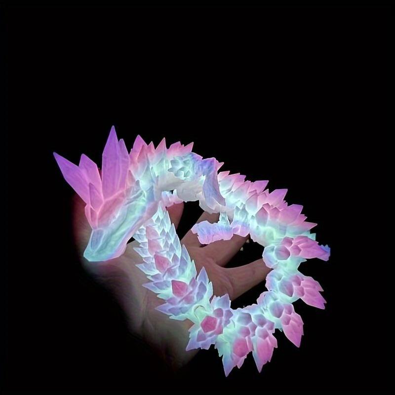 Luminous Crystal Dragon Statue, 1 Count UV Light Rechargeable Glowing Dragon Ornament, Decorative Statue for Home Office Desk