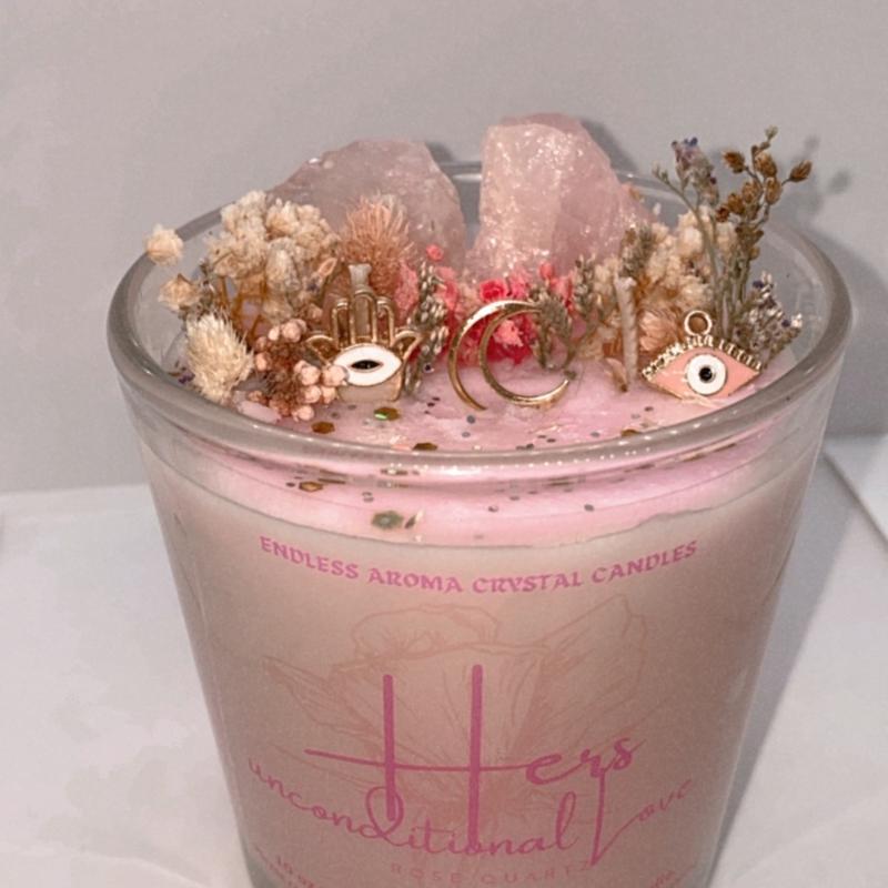 Hers Unconditional Love Rose Quartz Candle