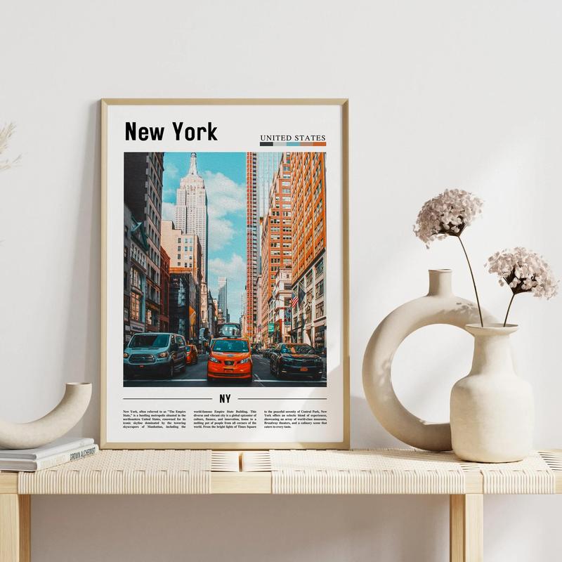 Unframed Canvas Poster, 1 Count New York City Street Pattern Wall Art, Wall Decor for Home Living Room & Bedroom & Office