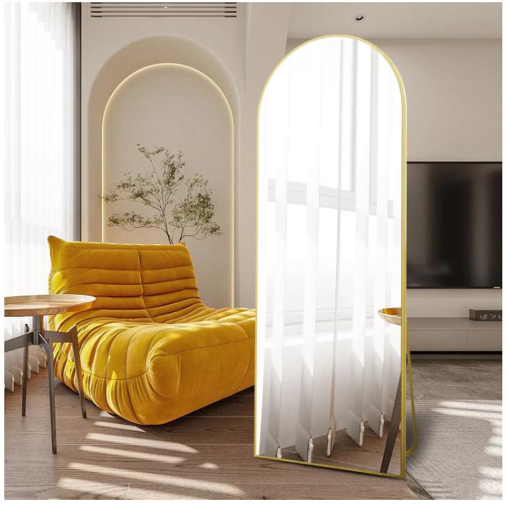 Full Length Mirror. 64''x21'' Full Length Mirror, Arched Floor Mirror, Full Body Mirror Standing, Gold Arched Wall Mounted Mirror Dressing Mirror