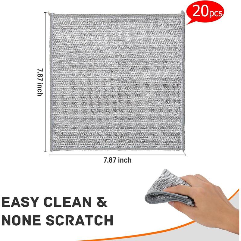 6PCS 10PCS 20PCS Wire Dishcloth, Multipurpose Wire Dish washing Rags for Wet and Dry, Kitchen Cleaning Dish Rags