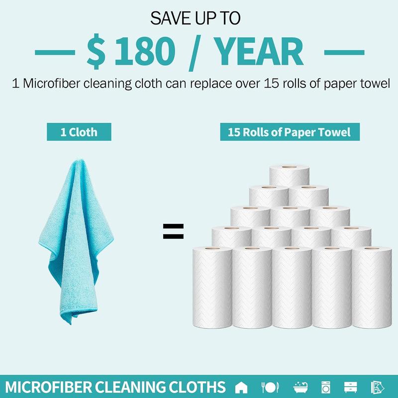 12 Pack of Microfiber Cleaning Cloths - Premium All-Purpose Car Cloth, Dusting Cloth Cleaning Rags, House, Kitchen, Window, Gift-12×12