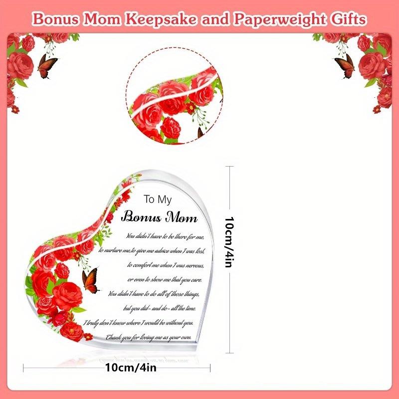 WhatSign for Mom from Daughter Son Husband - to My Bonus Mom Paperweight Decorative Sign for Mother Stepmom Mother in Law Grandmother Mother's Day Birthday Thank You Gifts