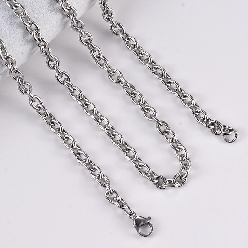 1Pc Width 1.5mm-6mm Stainless Steel Cross O Chain Necklace For Women Men DIY Jewelry Thin Bracelet