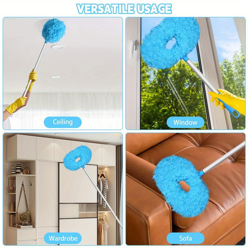 Microfiber Feather Duster Extendable Duster, Ceiling Fan Duster with Extension Pole, Long Handle Dusters for Cleaning Ceiling Fan, High Ceiling, Blinds, Furniture & Cars