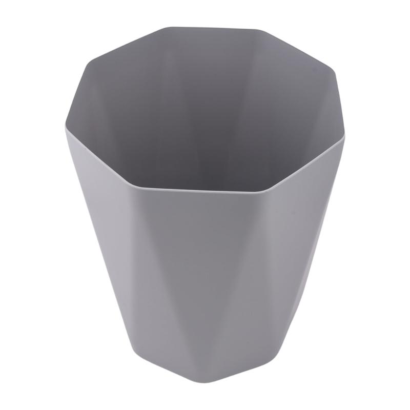 5 Gallon Trash Can, Plastic Office Trash Can, Geometric Silver