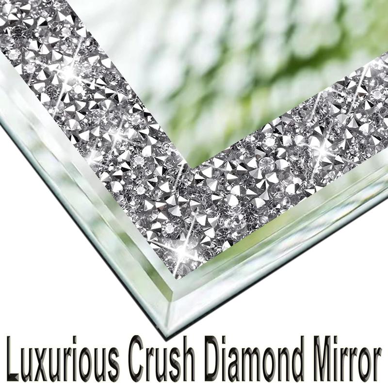 2PCS Diamond Mirrors Cute and Portable Desktop Mirror with Braces Accent Decorative Mirror for Vanity Table Bedroom（10”x12”）