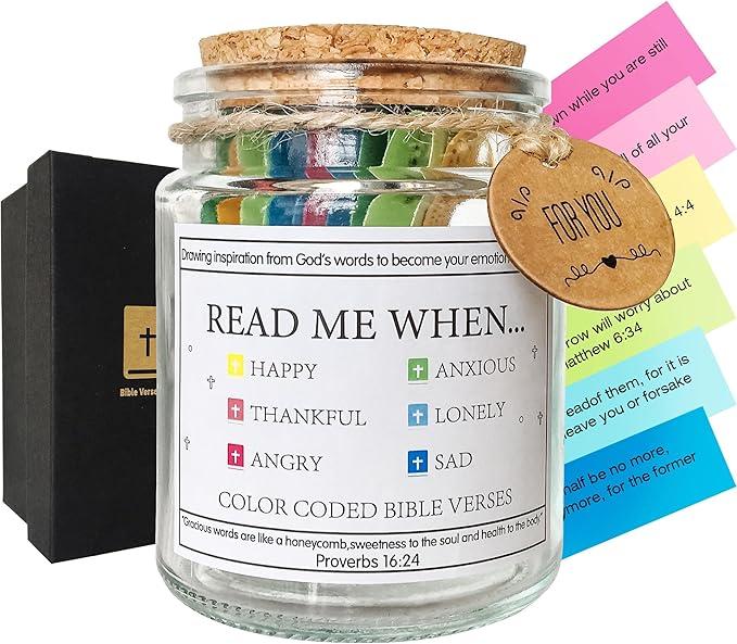 Bible Verse Jar,100 Bible Verses in a Jar,Christian Gifts for Women,Christmas Gifts for Women,Religious Gifts For Women,Christmas Gift For Mom, Christmas Gifts 2024 bible stuff Glass Bible Verse Prayer Jar