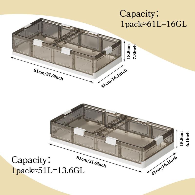 NLDD Foldable Under Bed Storage Container,Stackable Rolling Plastic Bins with Lid&Wheels  13 16GAL MultiPurpose Organizer for Clothes,Shoes,Duvets Box