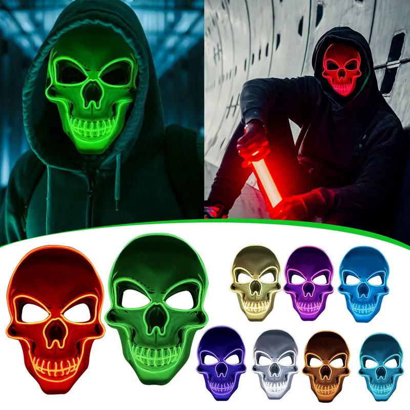 Neon Mask LED Light Up Party Masks The Purge Election Year Great Funny Mask Festival Cosplay Costume Supplies Glow Dark Skeleton Halloween