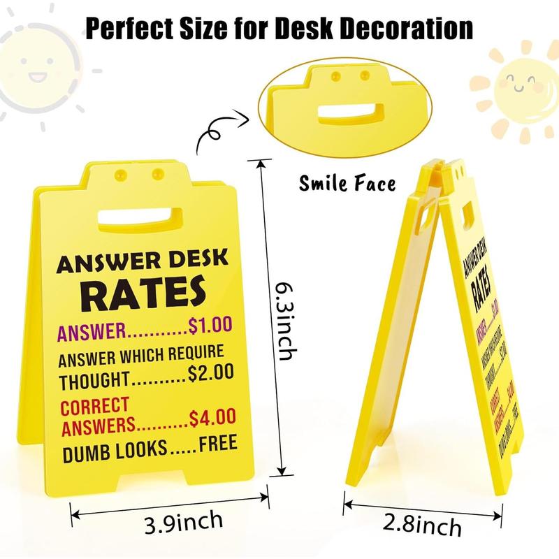 Funny Team Office Gifts - Answer Desk Rates Funny Desk Sign, Gag Fun Gift for Coworker Teammate Employee Boss, Office Desk Sign Cubicle Decor for Birthday Christmas White Elephant Gifts